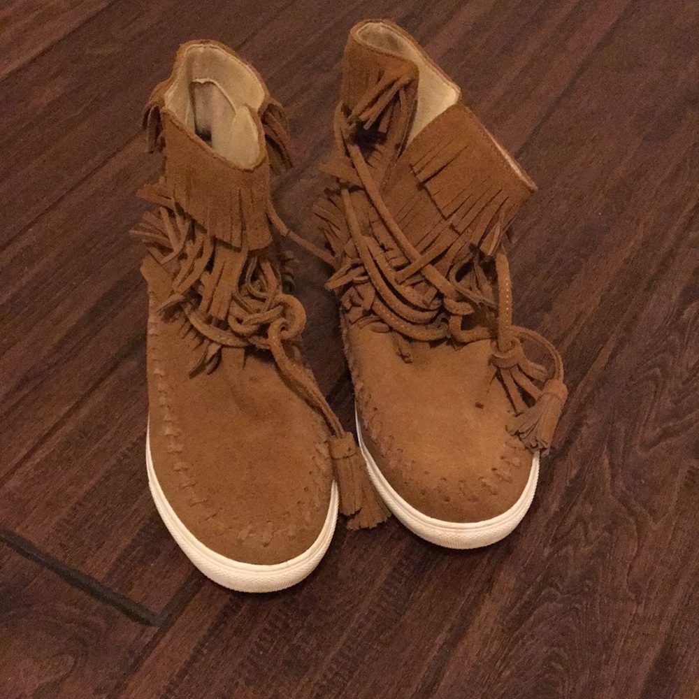 j slides fringe sneakers